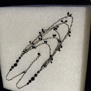 Premeir Design black crystal cut glass beads on skeleton bone chain